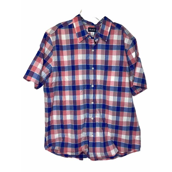 Children’s Place  Plaid Poplin Button Up Shirt - Sweet Pea Size Boys Large Lot 5 - Picture 14 of 16